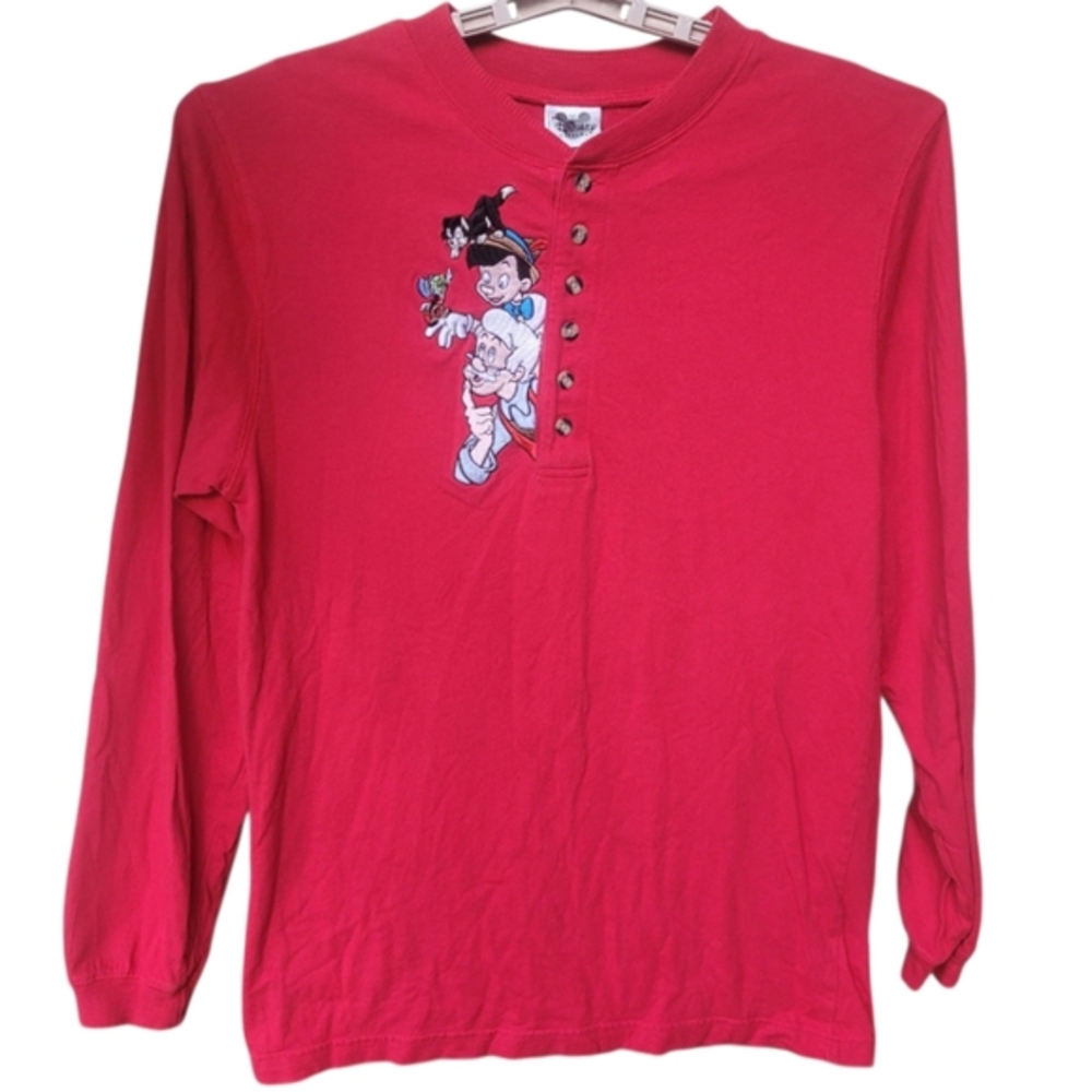 Disney Catalog Vintage Pinocchio Embroidered Henley Size S